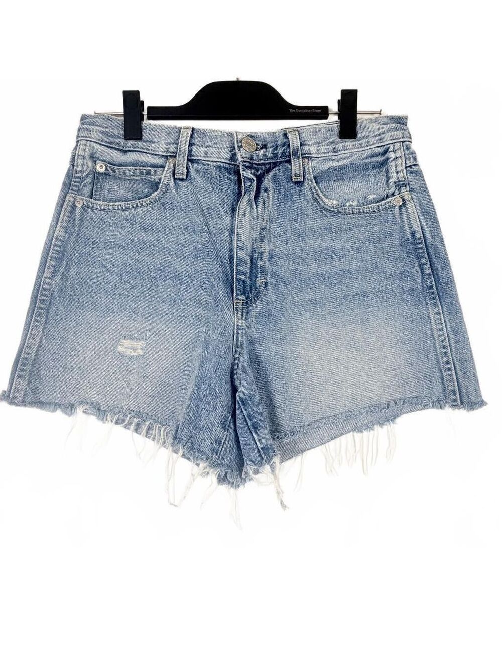 AMO Loverboy High Rise‎ Cutoff Denim Shorts Light Wash Frayed Jean Short Size 28